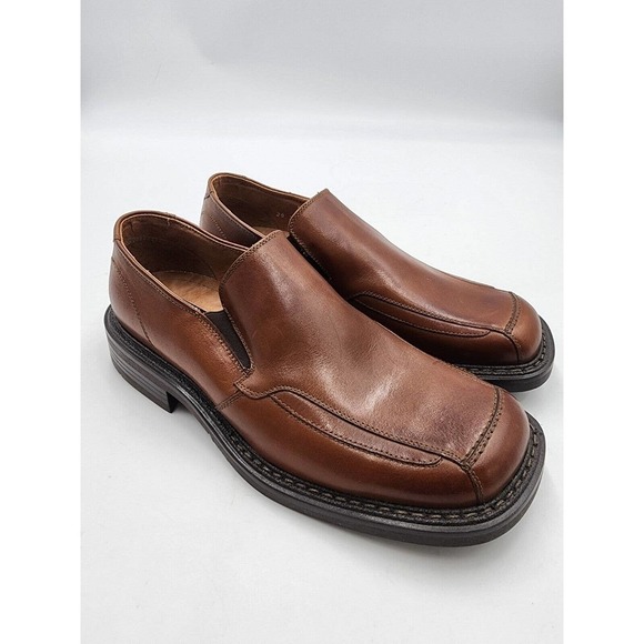 Wild Pair Men\'s Italian Leather Brown Dress Shoes Size 11 Slip On Square… main image 4